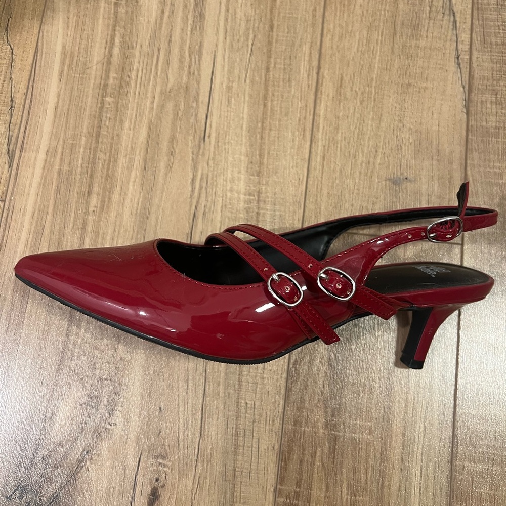 Cherry red slingback kitten heels (size 6)